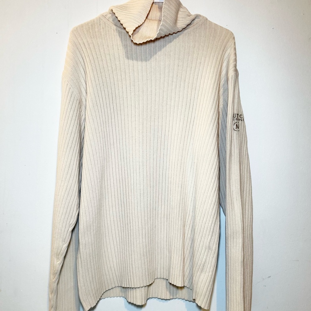 Nautica Cream Cowl TurtleNeck UNISEX Sweater Size XL